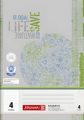 Brunnen Schulheft A5 Lineatur 4 16 Blatt Recyclingpapier 104510401