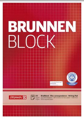 Brunnen Briefblock A5 kariert 50 Blatt Recyclingpapier 105241801