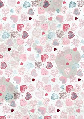 HEYDA Motivkarton Herzen groß A4 (21 x 31 cm inkl. Codierleiste) rosa