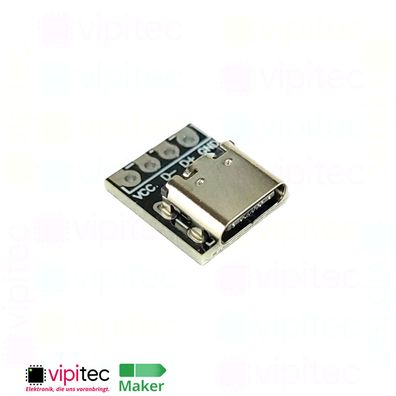 USB-C Breakout-Platine VCC D- D+ GND 5V Board zum Löten für Arduino Raspberry Pi
