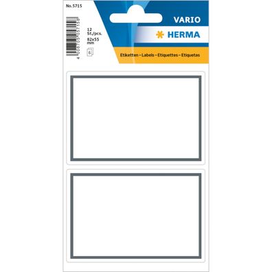 Herma Schuletiketten 82 x 55 mm Grauer Rand 6 Bl 12 Etik