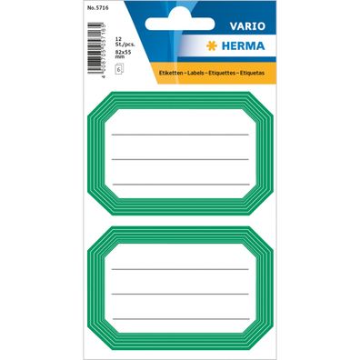 Herma Schuletiketten 82 x 55 mm grün liniert 6 Bl 12 Etik