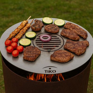 60 cm Grillplatte/Plancha inkl. Einlegerost für Feuertonnen & Feuerschalen