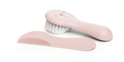 Suavinex Baby-Pflegeset in Rosa - Weiche Bürste und sanfter Kamm zur Kopfhautpfl