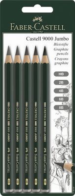 Faber Castell Bleistift 9000 Jumbo HB+2B+4B+6B+8B grün 5er