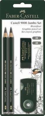 Faber Castell Bleistift 9000 Jumbo 2B+4B grün Radierer