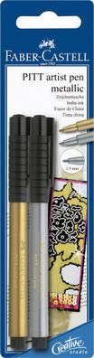 Faber Castell Tuschestift Pitt Artist Pen gold+silber