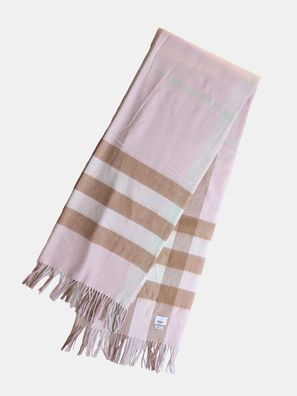 Burberry Karierter Kaschmirschal mit Fransen Bonbonrosa