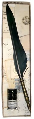 Rubinato Gänsekiel Geschenkbox 26 cm Feder + 6 ml Tinte schwarz
