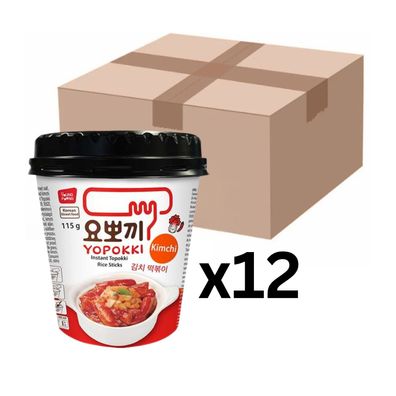 12er-Pack Yopokki Instant Reiskuchen Tteokbokki Topokki Cup - Kimchi 115g