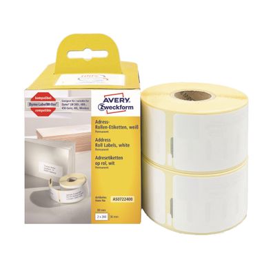 Zweckform Adressetiketten 2RL 36x89mm weiß AS0722400 permanent