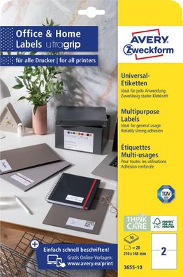 Zweckform 3655-10 perm. Universaletiketten 10BL 210x248mm ws