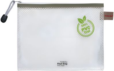 Reißverschluss-Beutel "Phat-Bag", B6, mit Zip weiß, Bordierband taupe