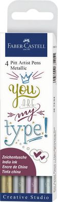 Faber Castell Tuschestift Pitt Artist Pen 4er Metallic