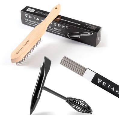 Stahlwerk Schweiß-Set mit Schlackehammer Drahtbürste 2 kg AWS E6013RR Elektroden