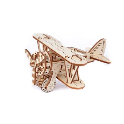 Invento Wooden City 3D Funktionsbausatz Biplane Doppeldecker-Flugzeug