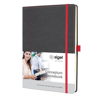 SIGEL CO694 Notizbuch Conceptum ca. A4 194 S. Dot-Lineatur 80g/m², Casual grey-red