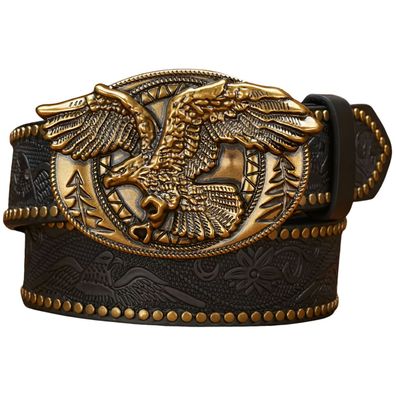 Gürtel im authentischen Cowboy Style Nietengürtel Westerngürtel mit Adler-Schnalle