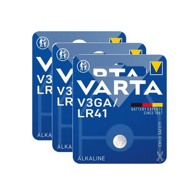 3x Varta V3GA AG3 LR41 LR736 392 1,5 V Knopfzellen Alkaline Uhren Batterien