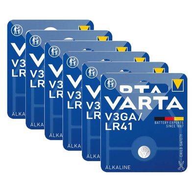 6x Varta V3GA AG3 LR41 LR736 392 1,5 V Knopfzellen Alkaline Uhren Batterien
