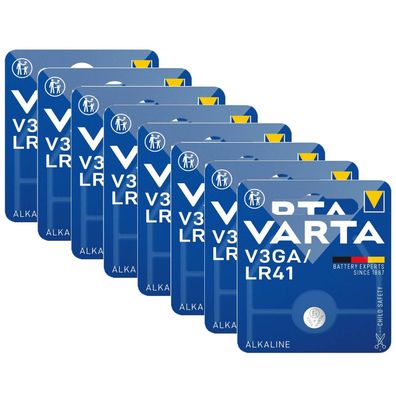 8x Varta V3GA AG3 LR41 LR736 392 1,5 V Knopfzellen Alkaline Uhren Batterien