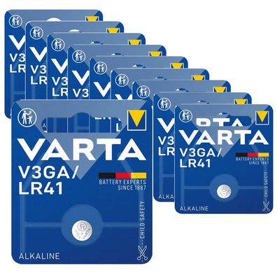 10x Varta V3GA AG3 LR41 LR736 392 1,5 V Knopfzellen Alkaline Uhren Batterien
