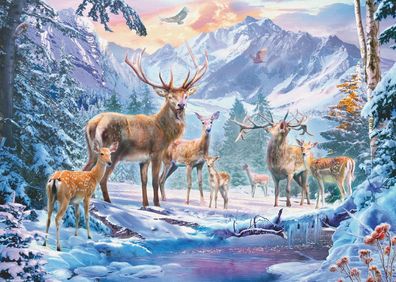 Ravensburger Puzzle 12000888 - Rehe und Hirsche im Winter - 1000 Teile Puzzle für Erw