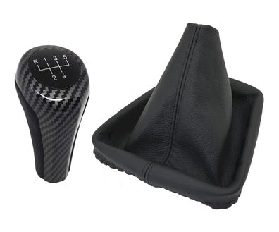 Schaltknauf Carbon-Optik 5 Gang Schaltsack Echtleder für BMW E46 E36 E34 E30