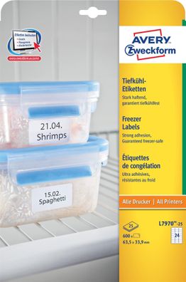 Tiefkühletiketten 63,5x33,9 weiß L7970-25 Spezial-Papier,