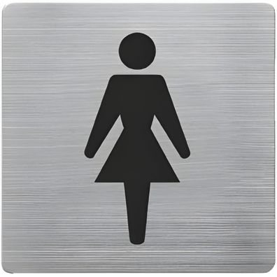 Piktogramm, ''WC Damen'' Edelstahl gebürstet, 90 x 90 mm, mit Selbstklebepad