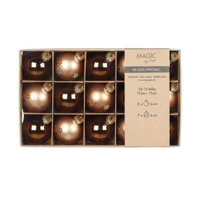 Weihnachtskugeln 15 Stk 6 cm Elegant Lounge Inge-Glas