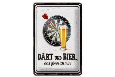 Blechschild Dart und Bier gönn ich mir, 5 verschied Größen, Spruch Hobby Sport