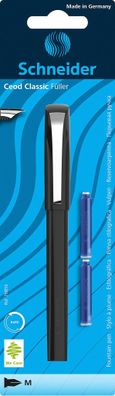 Schneider Füller Ceod Classic schwarz mit 2 Ersatzpatronen, Blisterkarte