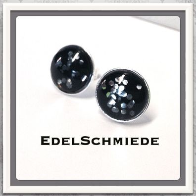 Ohrstecker Silber 925 schwarz weiß