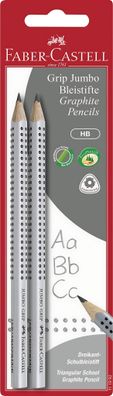 Faber Castell Bleistift Grip Jumbo HB silber 2er