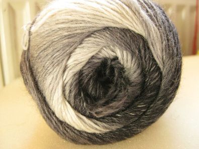 100g Sockenwolle Kolibri Nr 6201 grau schwarz