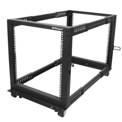 StarTech 12HE 4 Pfosten Open Frame Server Rack tiefenverstellbar mit Rollen / Nivelli