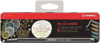 Stabilo Pen 68 metallic 6er Metalletui mit Hängelasche