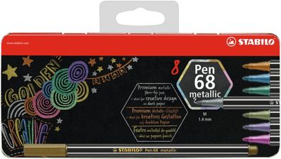 Stabilo Pen 68 metallic 8er Metalletui mit Hängelasche