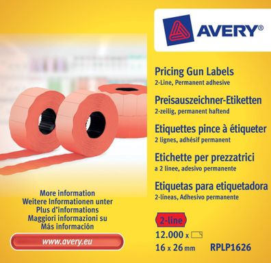 Preisetiketten 26x16mm rot 2-zeilig 10 Rollen 1200 Etiketten pro Rolle