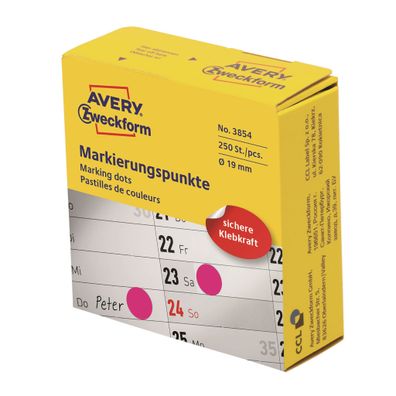 Zweckform Markierungspunkte D19mm magenta 3854 i. Spender