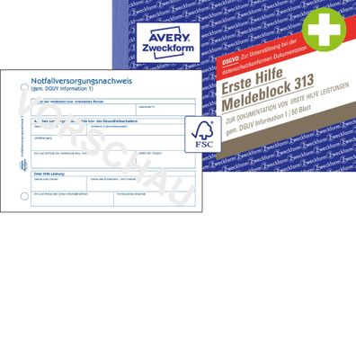 Zweckform 313 Meldeblock Erste Hilfe - A6 quer, 50 Blatt