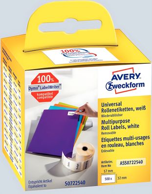 Zweckform Rollenetiketten 32x57mm Universal Etiketten weiß