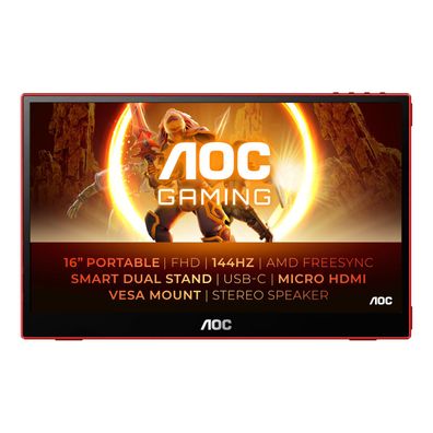 AOC Gaming 16G3 - LED-Monitor - 39.5 cm (15.6") - tragbar - 1920 x 1080 Full HD... ->