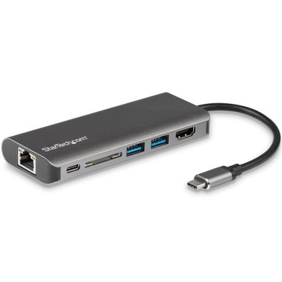 StarTech USB-C Multiport Adapter - 2x USB 3.0 / HDMI / SD / Gigabit Ethernet - mit St