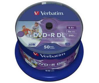 Verbatim 50 x DVD+R DL - 8.5 GB 8x - mit Tintenstrahldrucker bedruckbare Oberfläche