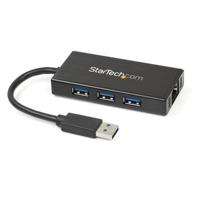 StarTech 3 Port USB 3.0 Hub mit Gigabit Ethernet Adapter aus Aluminum