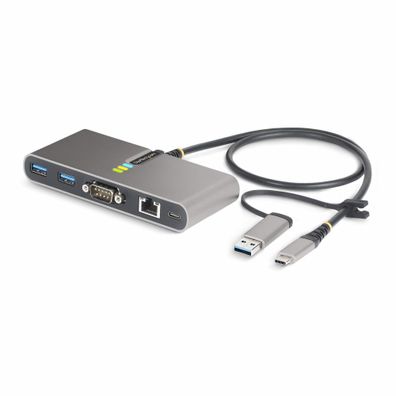 StarTech 2-Port USB-C/USB-A Hub with GbE and RS232 Serial, 2x USB-A