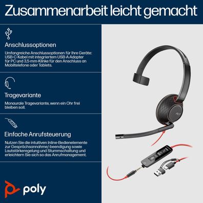 HP Poly Blackwire 5210 - Blackwire 5200 series - Headset