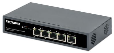Intellinet Switch - 4 x 10/100/1000 (PoE+) + 1 x 10/100/1000 (PoE Durchführung)